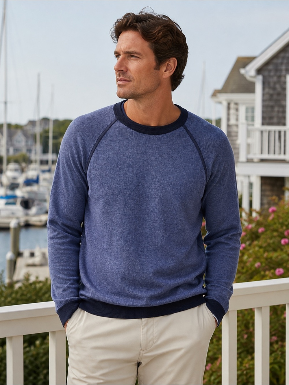 Banana Republic Pima Cotton Cashmere Blend Coastal Preppy Sweater Size L